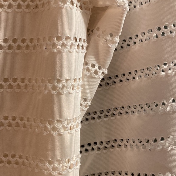 Banana Republic Long Sleeve Peplum Lace Eyelet Blouse in Ivory White - Picture 6 of 9